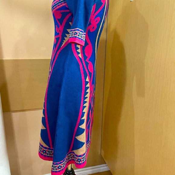 Flying Tomato Scoop Neck Aztec Fit & Flare Swing Sweater Dress - Picture 2 of 5